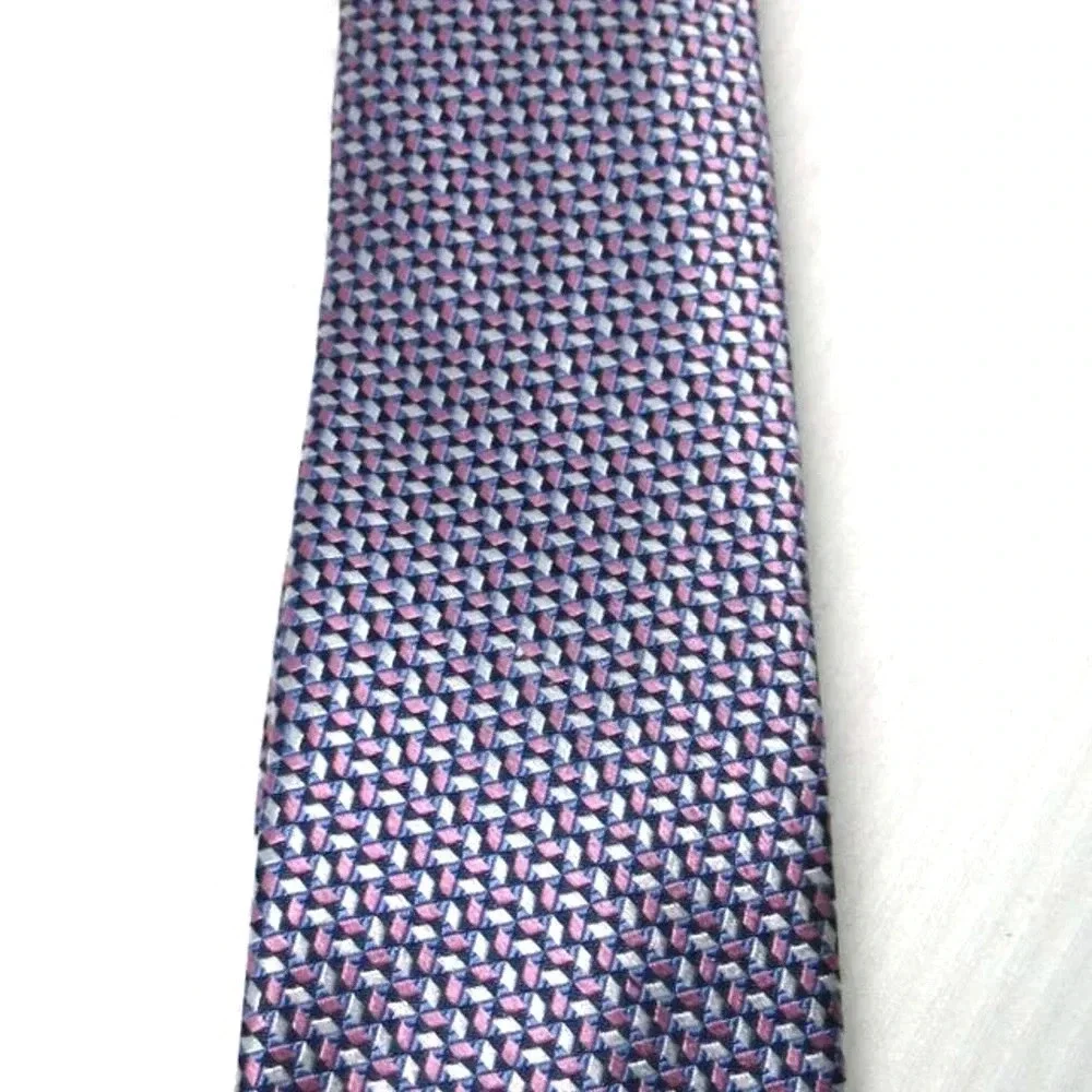 MICHAEL KORS Men's Silk Blend Necktie Designer 3D Blue Pink Black White Print